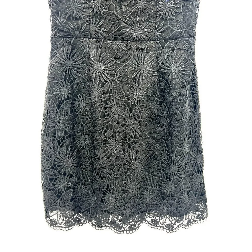 Asilio Dark Muse Black Lace Cut Out Back Mini Dress Womens Size 6